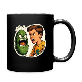 Garçon qui crie sur le concombre avec un visage - Mug uni - noir - Droite