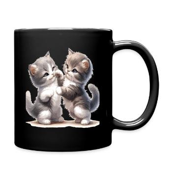 Kätzchenfreundschaft Illustration - Tasse einfarbig - Schwarz - Rechts