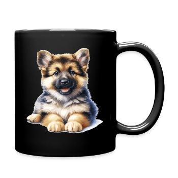 Illustration de chiot câlin - Mug uni - noir - Droite