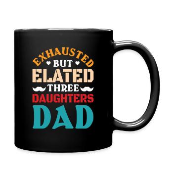 Dad father of three girls daughters - Full Colour Mug - black - Right