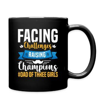 Dad father of three girls daughters - Full Colour Mug - black - Right