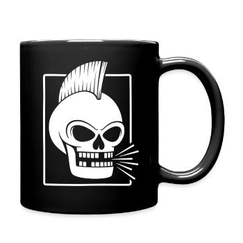 Punkrock-Schädel mit Irokesenschnitt - Tasse einfarbig - Schwarz - Rechts