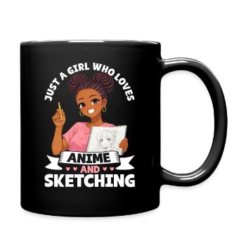 Nur Ein Mädchen, Das Anime Liebt Und Afro Zeichnet - Tasse einfarbig - Schwarz - Rechts