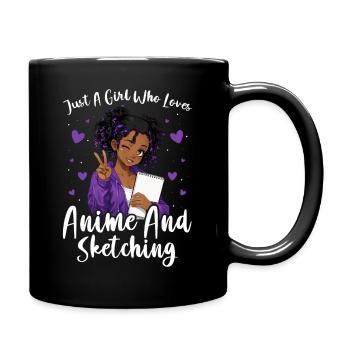 Nur Ein Mädchen, Das Anime Liebt Und Afro Zeichnet - Tasse einfarbig - Schwarz - Rechts