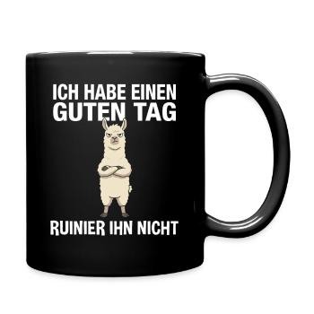 Funny Llama: Don't ruin my day Saying - Full Colour Mug - black - Right