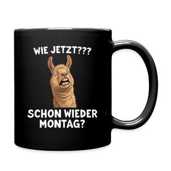 Funny llama: What now? Monday again? - Full Colour Mug - black - Right