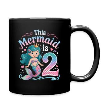Mermaid 2nd Birthday 2 Years - Full Colour Mug - black - Right