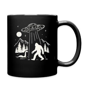 Bigfoot Alien Abduction Sasquatch UFO Spaceship - Full Colour Mug - black - Right