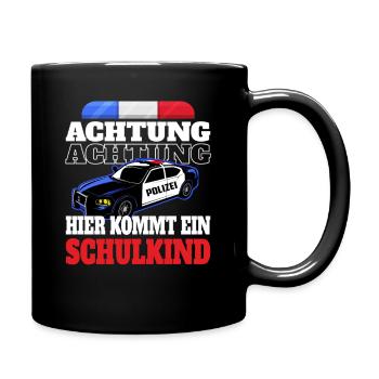 Polizeiauto Warnung Schulkind - Tasse einfarbig - Schwarz - Rechts