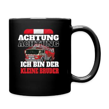 Attention : Je suis le petit frère - Mug uni - noir - Droite