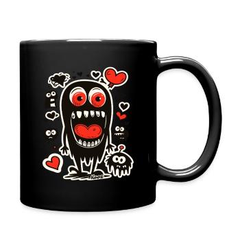 Black monster with a heart in its mouth - Full Colour Mug - black - Right