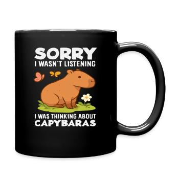 I was thinking of capybaras cute funny animal - Full Colour Mug - black - Right