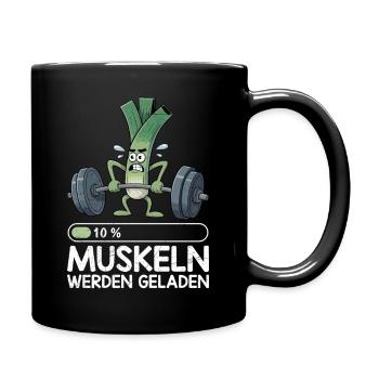 Gewichtheber MUSKELN WERDEN GELADEN Lustiges - Tasse einfarbig - Schwarz - Rechts