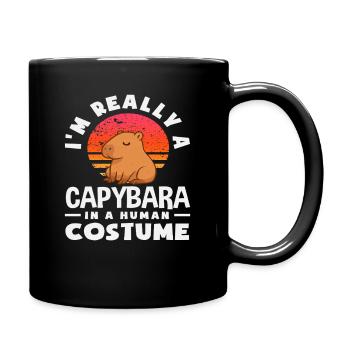 Truly a Capybara Human Costume Capybaras - Full Colour Mug - black - Right