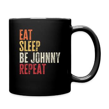 Mange, dors, sois Johnny, répète le nom rétro - Mug uni - noir - Droite