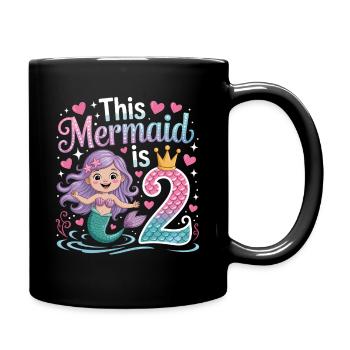 Mermaid 2nd Birthday 2 Years - Full Colour Mug - black - Right