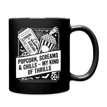 Popcorn Screams My Kind of Thrills - Full Colour Mug - black - Right