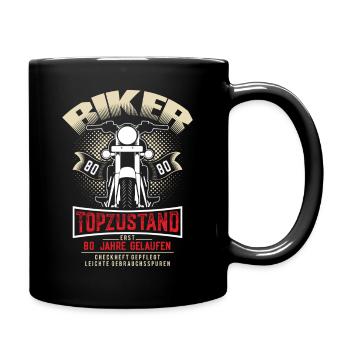 80th Birthday Motorcyclist Motorcycle - Full Colour Mug - black - Right