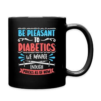 Diabetes Typ 1 Diabetiker - Tasse einfarbig - Schwarz - Rechts