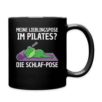 Frosch Pilates: Mein Training ist Schlafen - Tasse einfarbig - Schwarz - Rechts