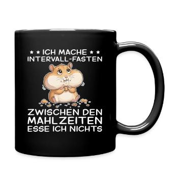 Funny hamster: intermittent fasting between snacks - Full Colour Mug - black - Right