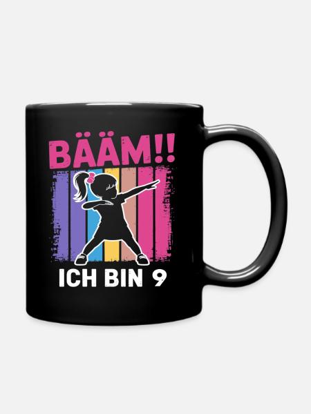 Bääm J’ai 9 ans de fille qui fait le dab, 9e anniversaire - Mug uni - noir