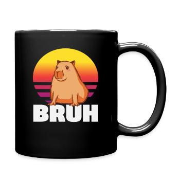 Retro Capybara Bruh Cute Funny Animal - Full Colour Mug - black - Right