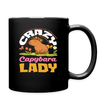 Crazy Capybara Lady Women Cute Funny - Full Colour Mug - black - Right