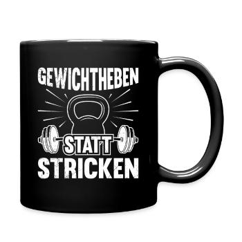 GEWICHTHEBEN STATT STRICKEN Lustiges - Tasse einfarbig - Schwarz - Rechts