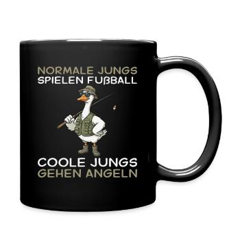 Angler Gans Coole Jungs gehen Angeln - Tasse einfarbig - Schwarz - Rechts