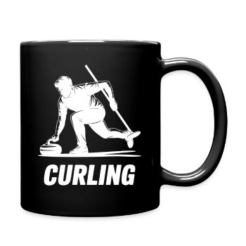 Silhouette d’action d’athlète Homme Curling - Mug uni - noir - Droite