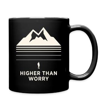 Higher Than Worry Berg Motiv - Tasse einfarbig - Schwarz - Rechts
