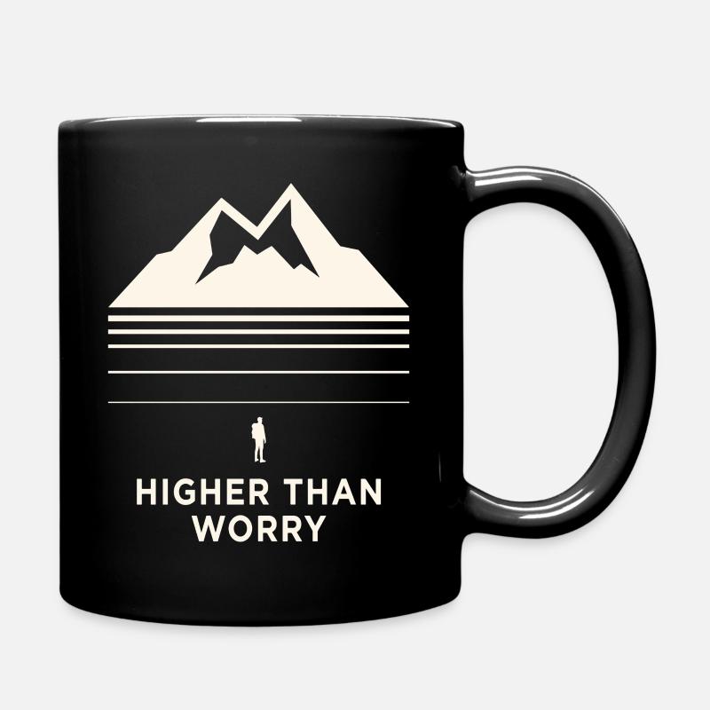 Higher Than Worry Mountain Motif - Mug uni - noir