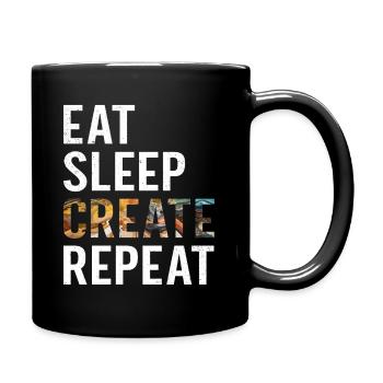Artiste drôle, peintre, mange, dort, crée, refait, dessine, - Mug uni - noir - Droite