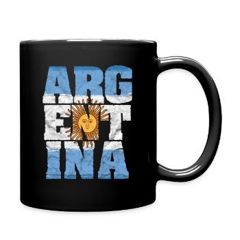 Distressed Argentina Sun of May Typography Graphic - Full Colour Mug - black - Right