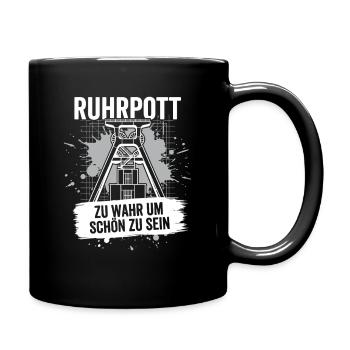 Ruhrpott Förderturm Geschenk Zeche Heimat Bergbau - Tasse einfarbig - Schwarz - Rechts