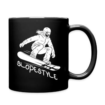 Slopestyle Snowboard Action Geschenk - Tasse einfarbig - Schwarz - Rechts