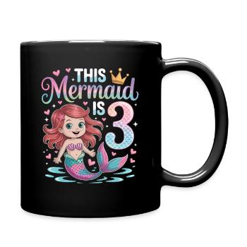 Mermaid 3rd Birthday 3 Years - Full Colour Mug - black - Right