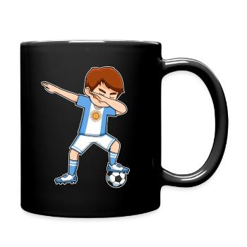 Dabbing Soccer Boy Argentina Cartoon Design - Full Colour Mug - black - Right