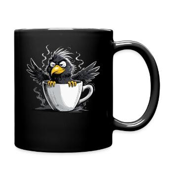 Morning grouch coffee no desire raven bad mood - Full Colour Mug - black - Right