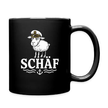  Schäf Lustiges Schaf Kapitän für Segler Seefahrer - Tasse einfarbig - Schwarz - Rechts