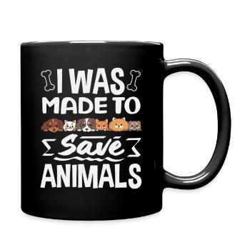 I was created to save animals Cats - Full Colour Mug - black - Right