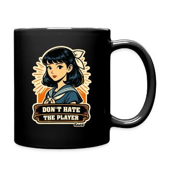 Fille rétro avec un dicton : Ne déteste pas le joueur - Mug uni - noir - Droite