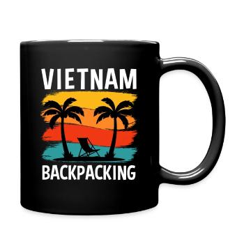 Vietnam Backpacking Retro Travel Art - Full Colour Mug - black - Right