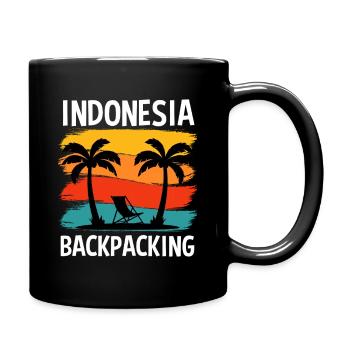 Design rétro de voyage en sac à dos en Indonésie - Mug uni - noir - Droite