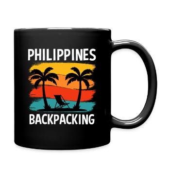 Philippines Backpacking Sunset Design - Full Colour Mug - black - Right