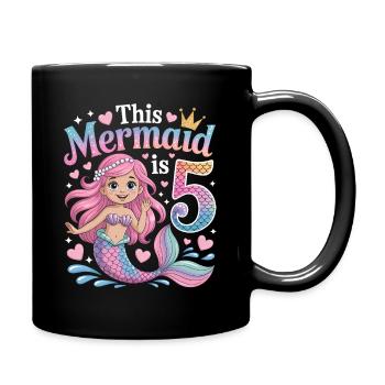 Mermaid 5th Birthday 5 Years - Full Colour Mug - black - Right