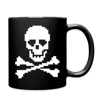 Pixel Skull Crossbones - Full Colour Mug - black - Right