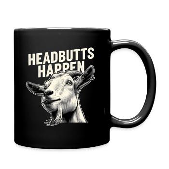 Kopfstoß passiert | Ziege Kopfbutt Humor - Tasse einfarbig - Schwarz - Rechts