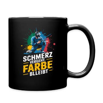  Schmerz Vergeht Farbe Blleibt Lustiger Paintball - Tasse einfarbig - Schwarz - Rechts